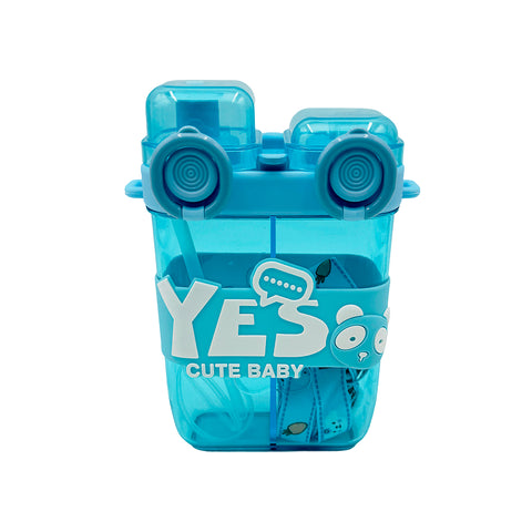Baby bottle with straws and separate compartments 750 ml blue