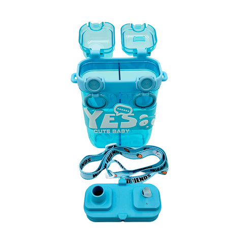 Baby bottle with straws and separate compartments 750 ml blue