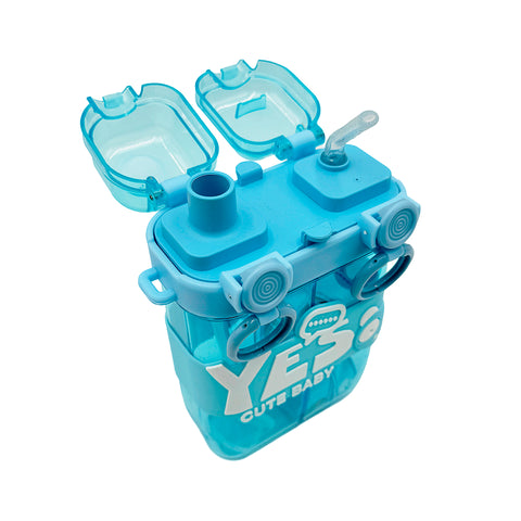 Baby bottle with straws and separate compartments 750 ml blue