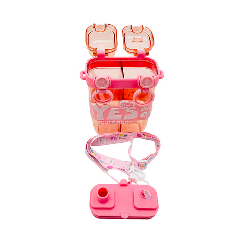Baby bottle with straws and separate compartments 750 ml Pink