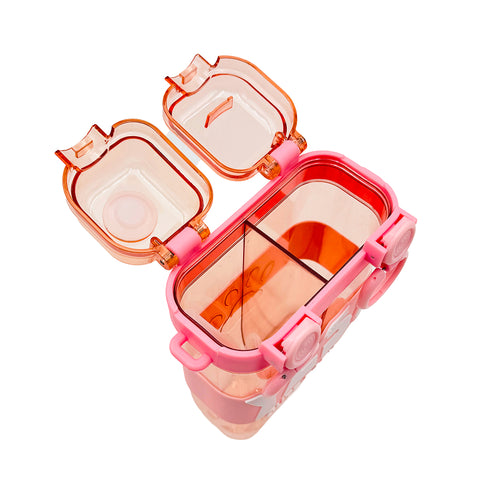 Baby bottle with straws and separate compartments 750 ml Pink