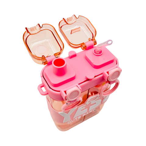 Baby bottle with straws and separate compartments 750 ml Pink