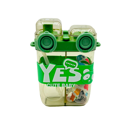 Baby bottle with straws and separate compartments 750 ml Green