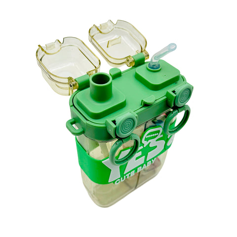 Baby bottle with straws and separate compartments 750 ml Green