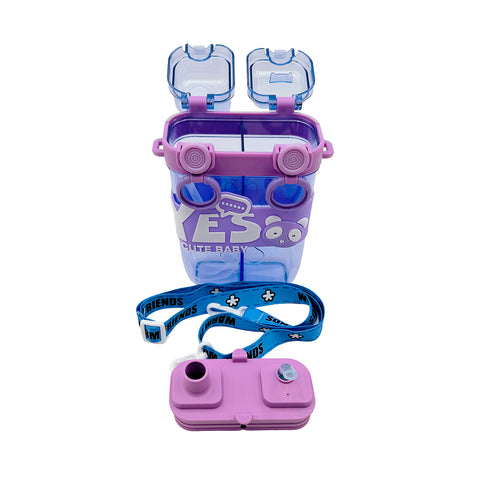 Baby bottle with straws and separate compartments 750 ml Purple