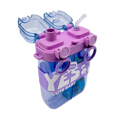 Baby bottle with straws and separate compartments 750 ml Purple