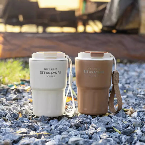 Sitarayuri thermos mug with lid and strap