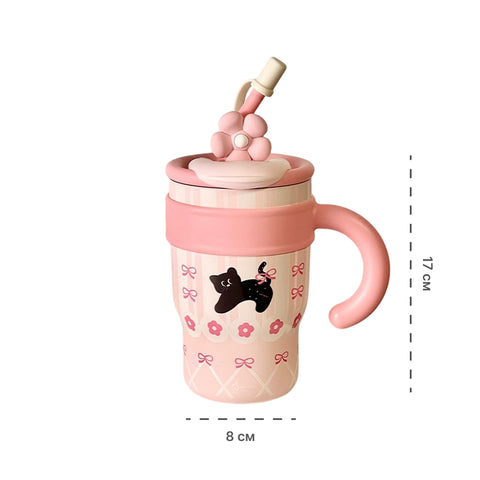 Children's thermos mug with a straw 700 ml.