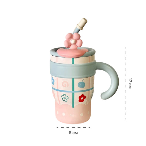 Children's thermos mug with a straw 700 ml.