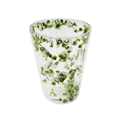Glass cup with green petals 350 ml