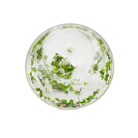 Glass cup with green petals 350 ml