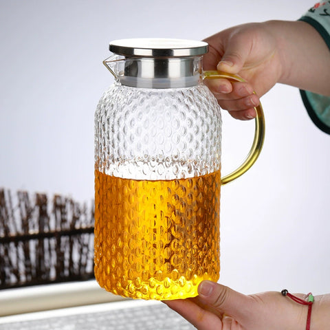 Glass Jug Transparent Embossed 1800 ml