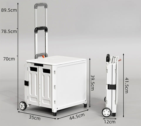 Foldable trolley box on wheels