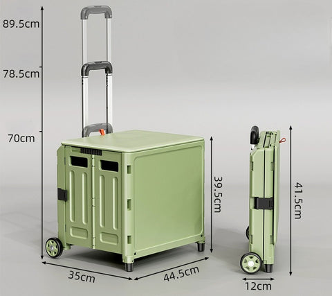 Foldable trolley box on wheels