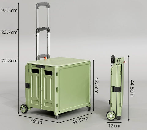 Foldable trolley box on wheels