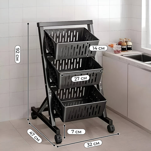 Storage shelf with baskets 3 levels