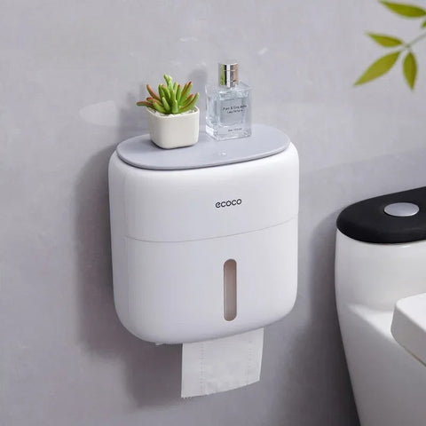 Ecoco wall-mounted toilet paper holder with shelf