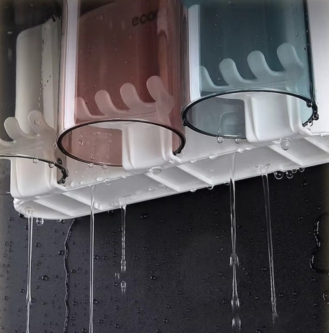 Ecoco Wall-Mounted Toothbrush Holder with Cups and Storage Compartment