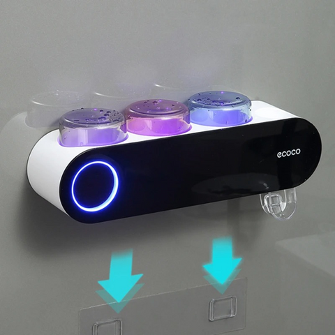 Ecoco Wall-Mounted Toothbrush Holder with UV Sterilizer and Cups