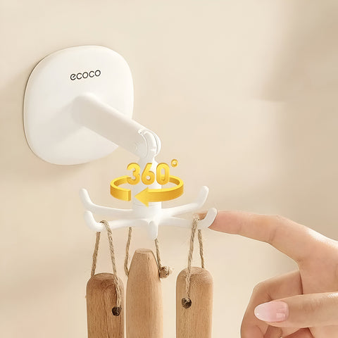 Ecoco universal wall hook organizer with swivel mechanism