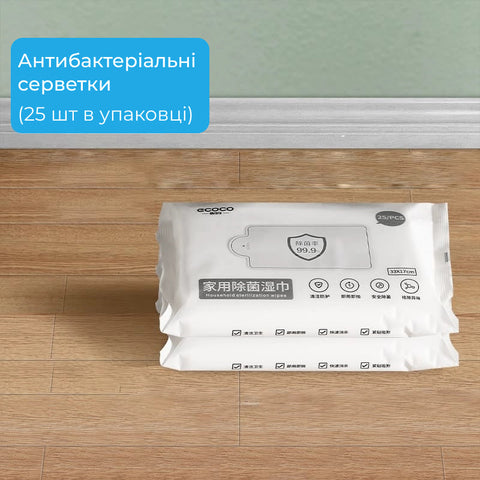 Салфетки влажные антибактериальные Ecoco 33x17 см 25 шт.