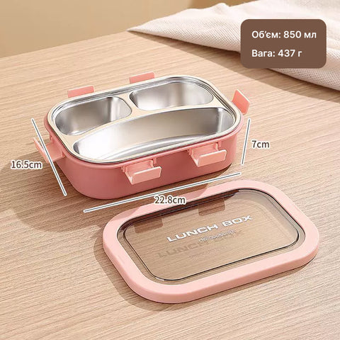 Lunchbox with 3 compartments 850 ml