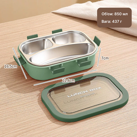 Lunchbox with 3 compartments 850 ml