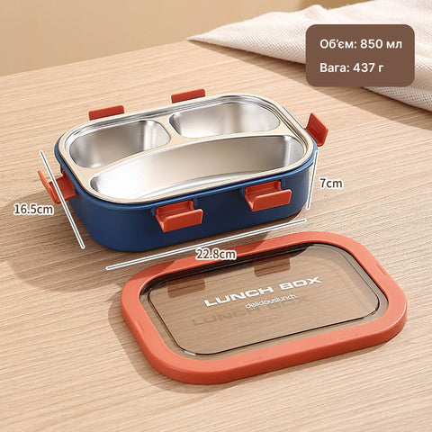 Lunchbox with 3 compartments 850 ml