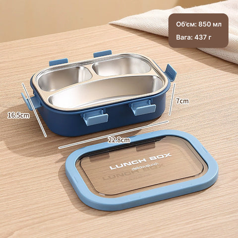 Lunchbox with 3 compartments 850 ml