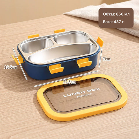 Lunchbox with 3 compartments 850 ml