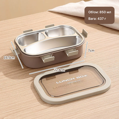 Lunchbox with 3 compartments 850 ml