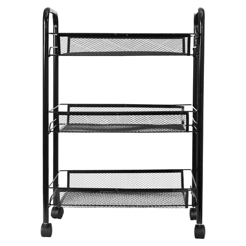 Metal organizer shelf on wheels, 3 levels