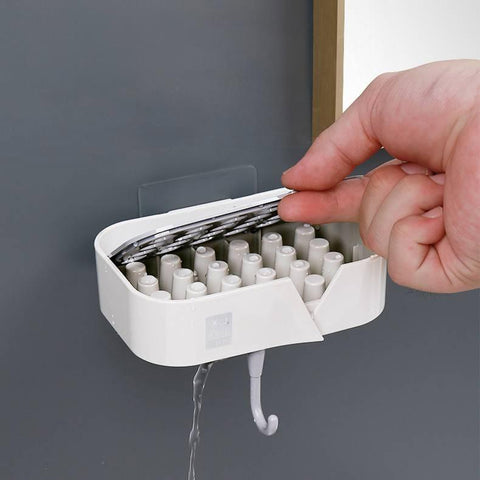 Wall-mounted soap dish with hook