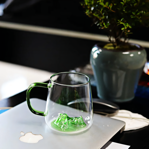 Glass cup "Green Wave"