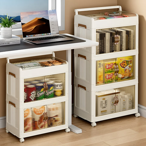 Mobile rack with sections for organizing space