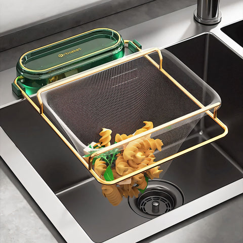 Holder with a net for draining food residues