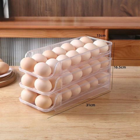 Egg organizer made of transparent plastic