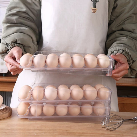 Egg organizer made of transparent plastic