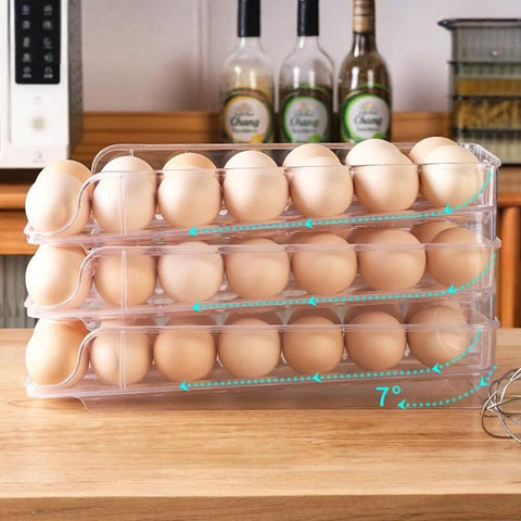 Egg organizer made of transparent plastic