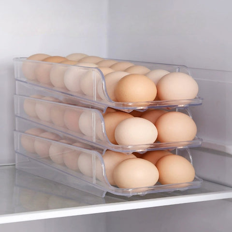 Egg organizer made of transparent plastic