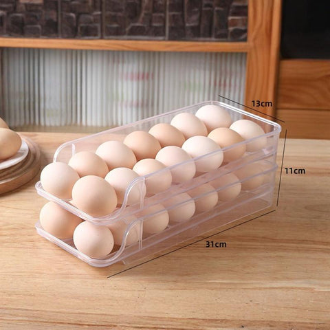 Egg organizer made of transparent plastic