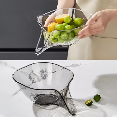 Transparent multifunctional bowl for washing and straining vegetables