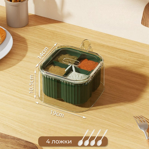 Container for spices with four compartments