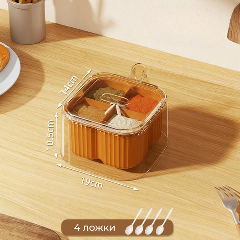 Container for spices with four compartments