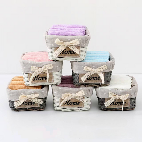 Towel set in a wicker basket 25×25 cm 5 pcs polyester