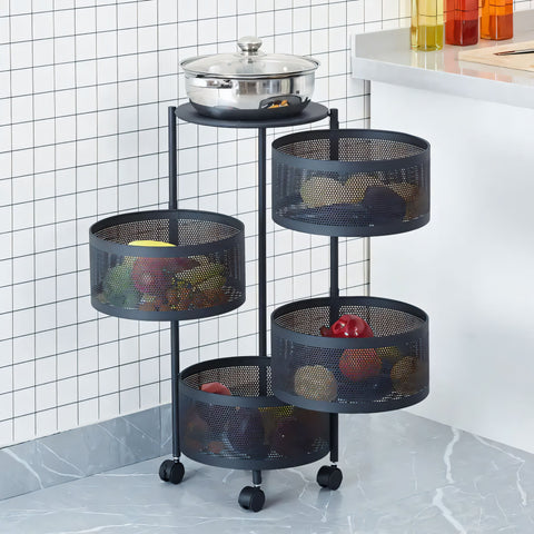 Metal Trolley-Rack with Round Baskets