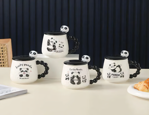 Ceramic cup with a panda