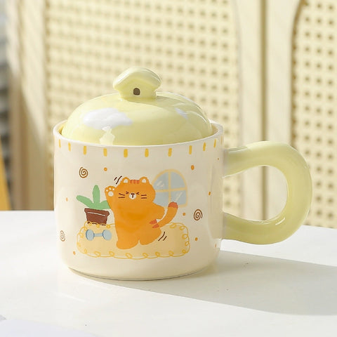 Чашка керамічна з котиками та кришкою