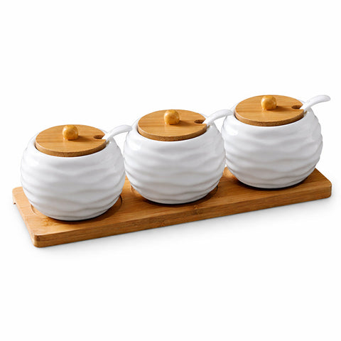 Набор банок для специй с ложками и бамбуковой подставкой