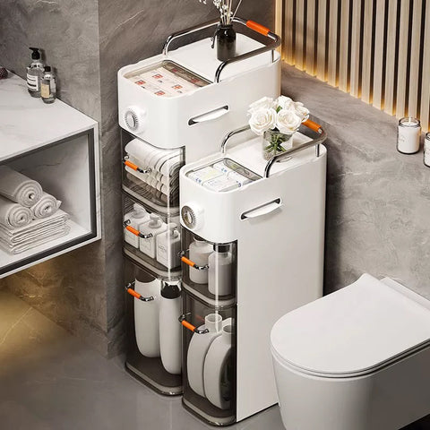 Узкий шкаф для хранения с сенсорной подсветкой